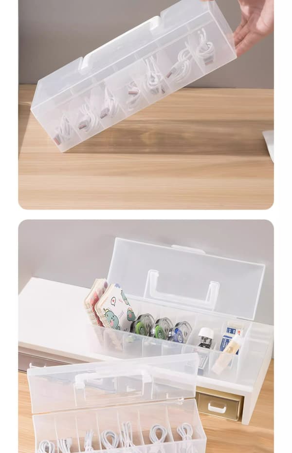 Card Storage Box with Compartments - Transparent Portable Organizer Box