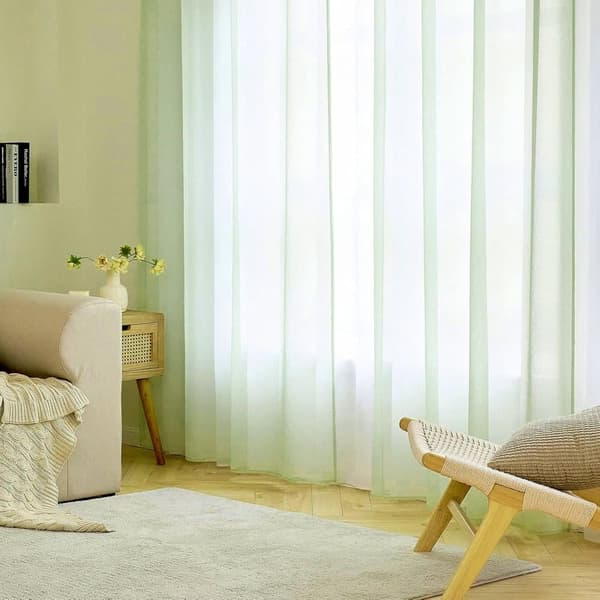 2-pack Transparenta Voilegardiner med Öljetter, 140x225 cm, för Vardagsrum och Sovrum - FA- Grön Grön