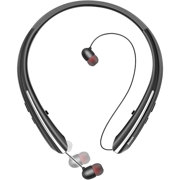 Bluetooth-kuulokkeet, langattomat niskakiinnitteiset kuulokkeet, 16 tunnin toistoaika, urheilukäyttöön sopivat melua vaimentavat kuulokkeet mikrofonipäivityksellä (musta)