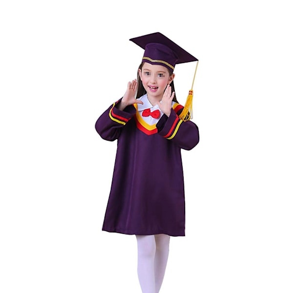 Børnegradueringskjole Doktor Sæt Skoleuniformer Graduation Phd Kappe Børnekappe Cosplay Kostume F Purple 140cm