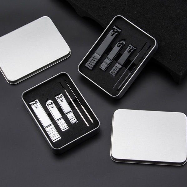 Set – svart rostfritt stål finger- och tånaglarklippare & nagelfil Vass nagelklippare med case, present till