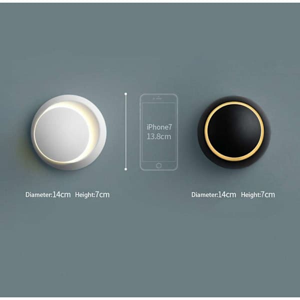 Indoor Warm White LED Wall Lamp 5W Modern Warm White Wall Light Creative Eclipse 2 in 1 Iron Wall Lamp LED Bulb (Black)