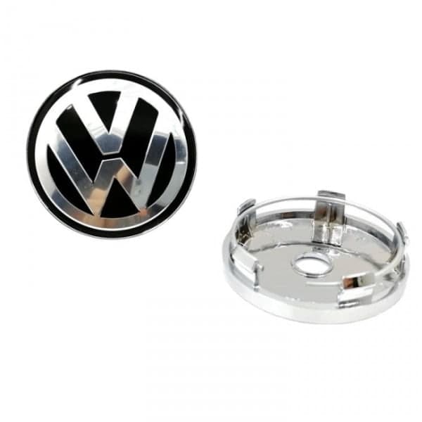 4-pak - Volkswagen VW Navkapsler / Hjulnavsemblem - Bil Sølv