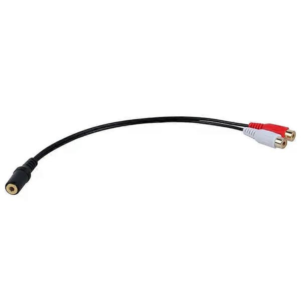 Forgyldt 3,5 mm Jack Hun til 2 Hun Jacks Stereo Adapter Audio Splitter RCA (15cm) Sort
