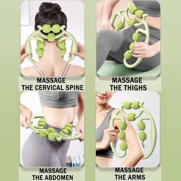 Massage and Relaxation Ring Leg Clamp, 9-Roller Muscle Roller, Deep Tissue Massager, Leg and Arm Massager