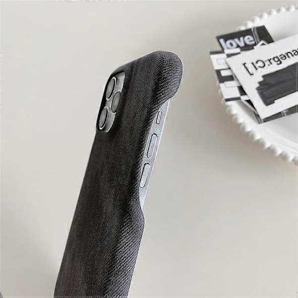 Kompatibelt etui til iPhone 16 Pro Jeansstoftekstur PU-læder + PET-bagside