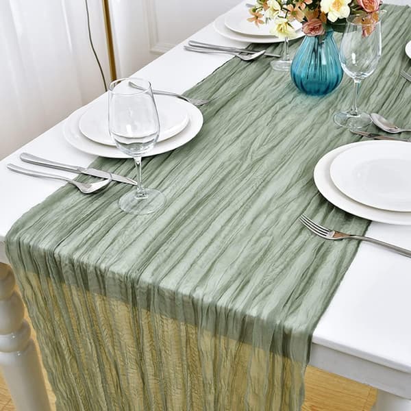 Large Boho Sheer Wedding Table Runner, Romantic Rustic Gauze Table Linen Birthday Wedding Party Decorations