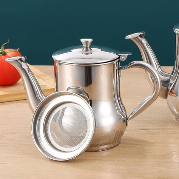 18 oz oliedispenser i rustfrit stål Kompakt eddikedispenser med lågdesign og glat bund
