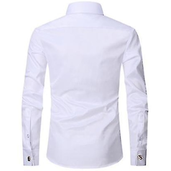 Herrar Långärmad Business Bröllopsskjorta 4XL Vit White 4XL