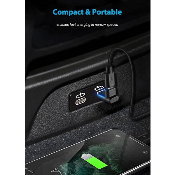 2 stk USB-C Type C hann til hunn adapter 90 grader opp og ned