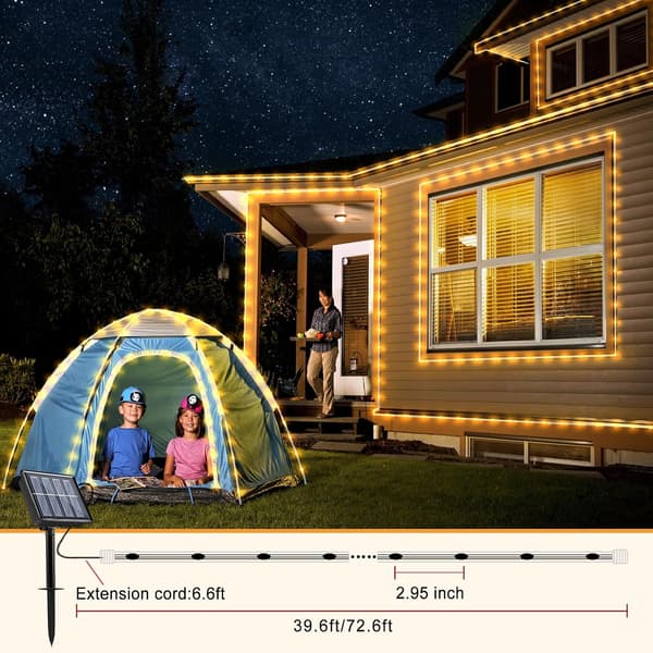 33FT 135 LED Solar String Lights Outdoor Waterproof, Warm White String Lights for Outdoor Use 8 Modes, Solar Christmas Lights for Pool Trampoline Garden Yard