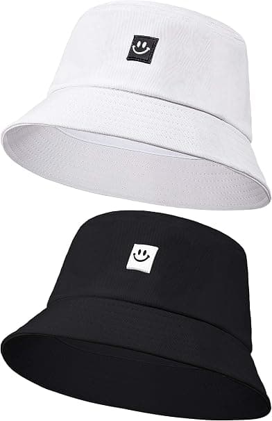 2 dele bøllehatte med smiley, foldbare solhatte til stranden, fiskehatte til børn