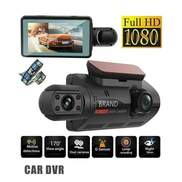 Dobbel linse Dash Cam Bil DVR Front- og interiørkamera Kjøreopptaker Video Parkeringsmonitor Vision S S