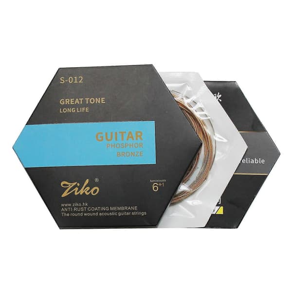 S-012 Acoustic Guitar Strings Nickel Plated High Carbon Steel Hexagonal Alloy Coated Phosphor Bronze Guitar Strings, 6 Pcs