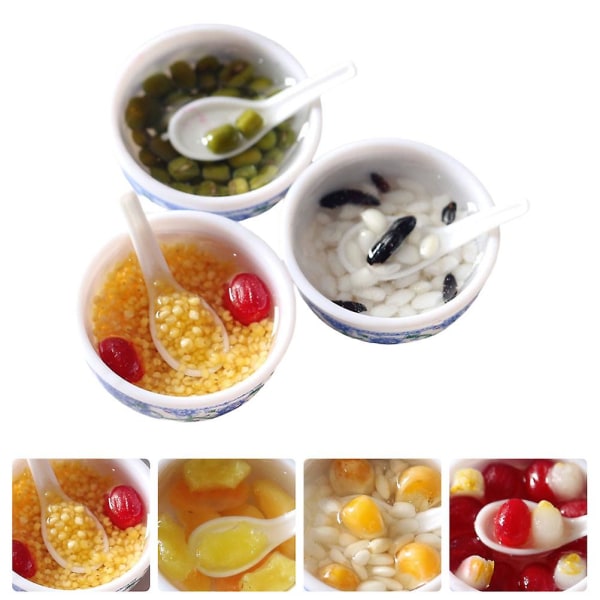 3pcs Simulated Mini House Dessert Bowl Spoon Mini House Accessory (random Style)Random Style3.2x3.2c