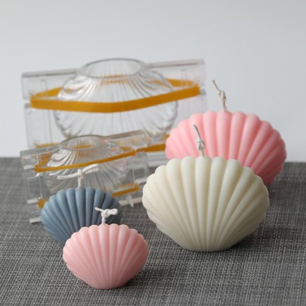 Lysformer Lys Stearinlys DIY Støbeforme i Silikoneform y yke5504 lite skall YKE5504 litet skal