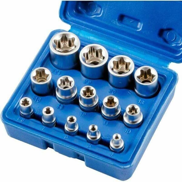 E Star E4-E24 E-Torx Hon-Torx Hylsnyckelsats Ytre Sekskantmutter 14 stk