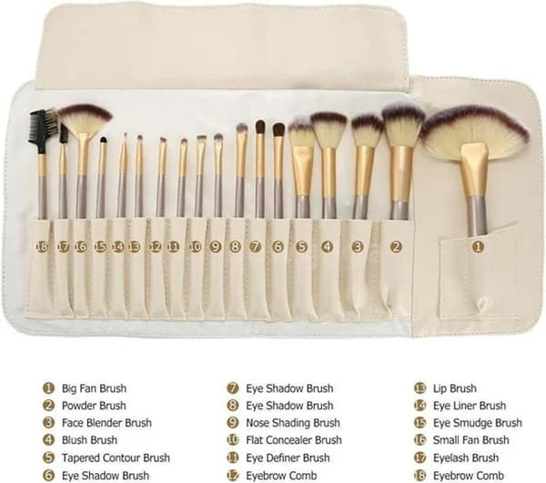Makeup Brush Set, 18-Piece Professional Cosmetic Tool with Storage Bag, Super Soft 3D