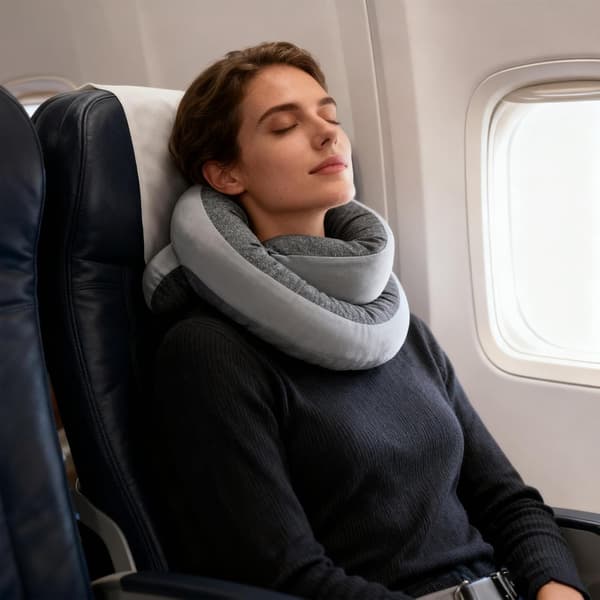 Generic Travel Pillow - Adjustable Spiral Neck Support | Compact and Washable Neck Pillow, Travel Pillow with Support (DB)