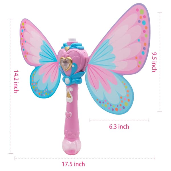 Bubble Machine Magic Bubble Wand Bubble Blower with Light & Music, 2 Bottles Bubble Solution - Blue Manufacturer Butterfly Safe Durable