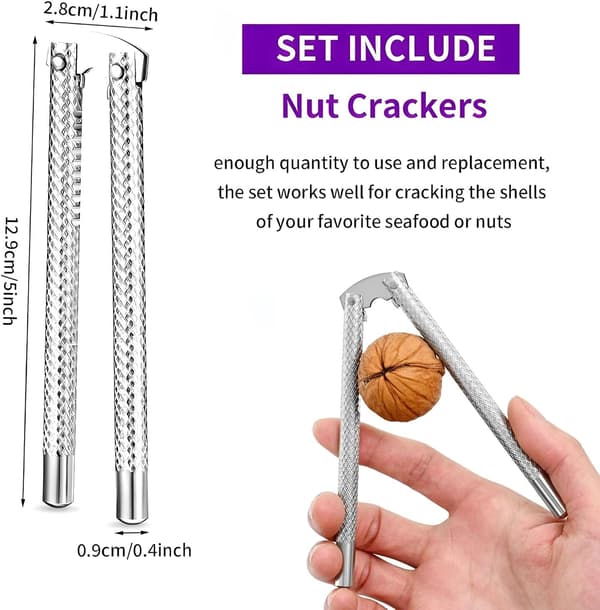 Nutcracker with Non-Slip Handles, Heavy Duty Pecan Cracker, Walnut Clamp, Lobster or Crab Cracker Tool