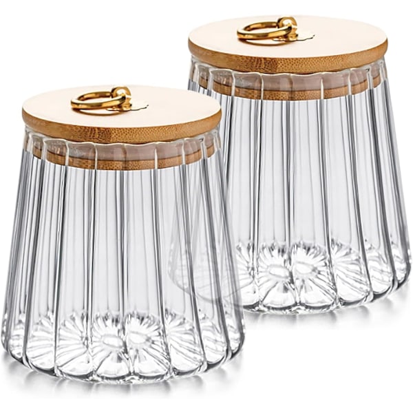 Set med 2 lufttäta glasburkar för te, kaffe, socker - Köksförvaringsbehållare - 650 ml