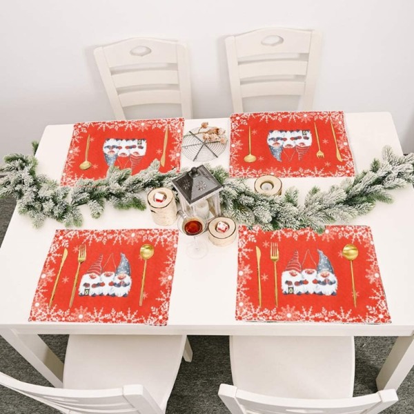 8stk juleunderlag, julebordunderlag til spisebord Julebordpynt Vaskbare sklisikre dekkeunderlag til julemiddager