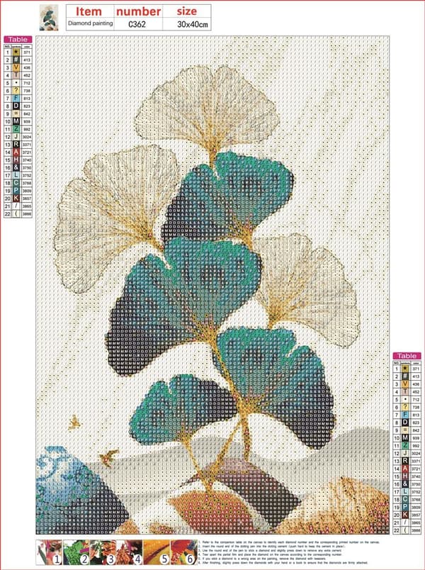 5D-timanttimaalaus, DIY-timanttimaalaus Ginkgo, timanttimaalaus