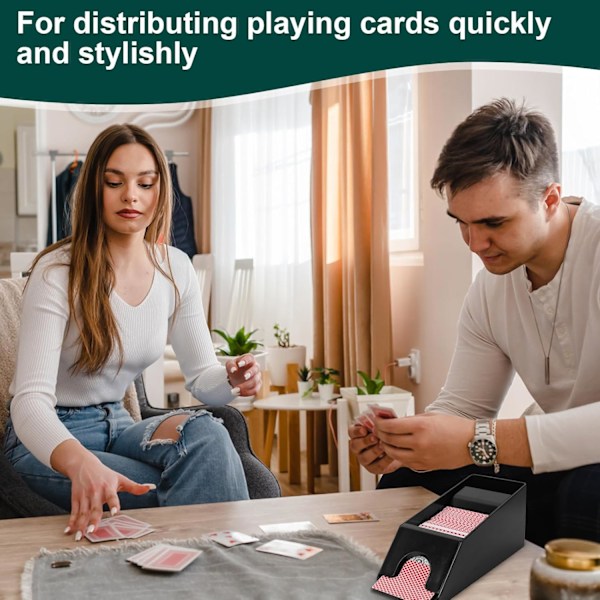 Blackjack-setti 4 korttipakalle, Pokeri-tarvikkeet Kasinokorttien sekoittaja Korttien jakaja (Musta)