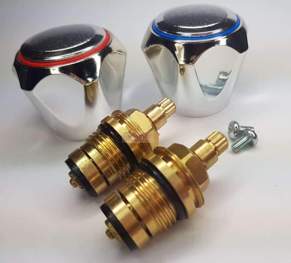 2\" Hot and Cold Standard Replacement Tap Chrome Head Red and Blue