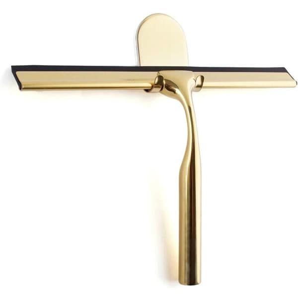 Guld rustfrit stål bruseskraber til badeværelse, bred bruseskraber i glas [9,8''], højkvalitets silikone, bruser med holder uden boring