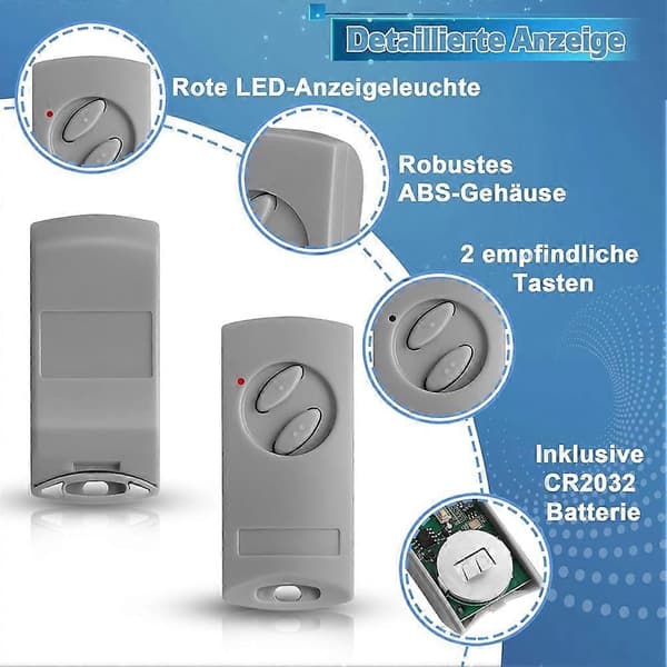 2-pack Garage Door Opener Remote Control for RSE2-433, RSC2-433, RSZ1-433, Handheld Transmitter 433MHz