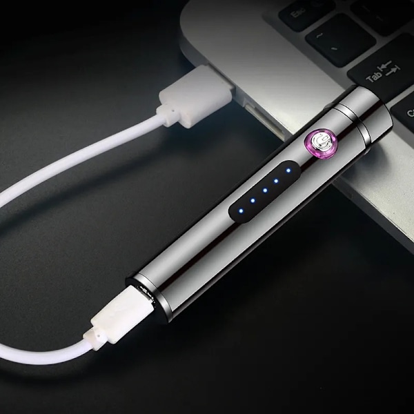 Portabel Mini USB Elektronisk Tändare Vindtålig USB Laddningsbar Tändare Ljus Tändare med LED Ström Indikator