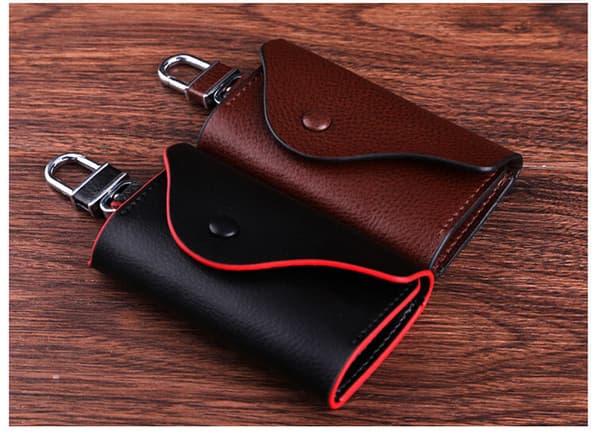 Genuine Leather Key Case, Men's Leather Cowhide Keychain Bag, Key Ring Card ID Holder Wallet
