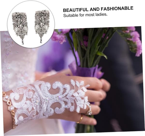 Elegante bryllupshandsker til brude, blomsterblonde, behagelig stretch