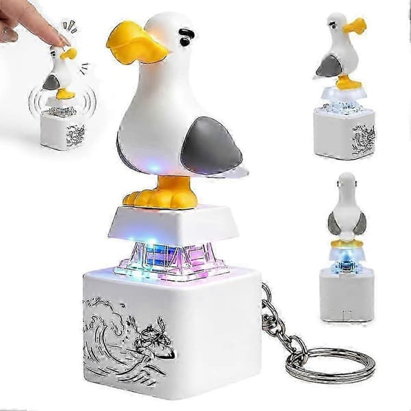 Måge-fidget nøglering genopladelig USB Stresslindring Lyd & Lys Kontorbords stressaflaster, Ny 2026 2pcs