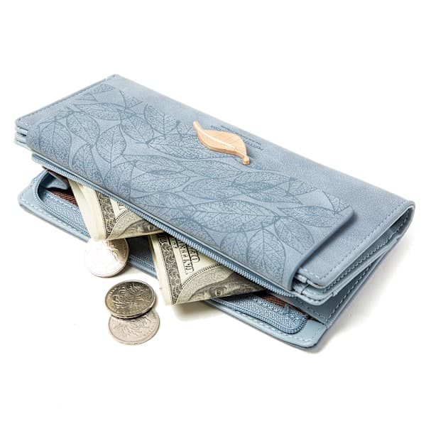 Damepung Lang Pung Stor Kapacitet Lynlås Clutch, Blå