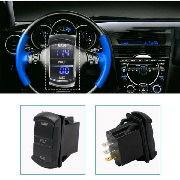 10-60V Dobbel Voltmeter Måler LED Digital Panel Volt Batterimonitor Bil Marine