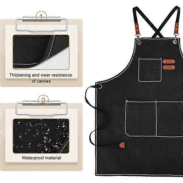 Canvas Aprons for Men with Pockets, Adjustable Strap and Large Pockets, Kitchen Apron for Cooking, Baking and Chefs