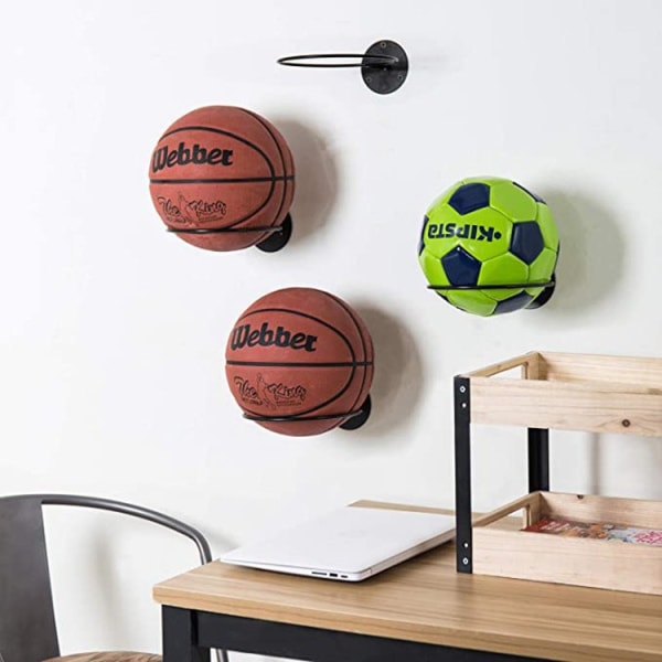 5 stk boldholdere vægmonteret basketball fodbold display stativer til fodbold volleyball træningsbold Black 23.5x18.5cm
