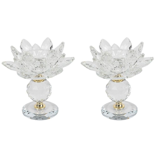 2x lasiharkko Lotus Flower Metal kynttilänjalat Feng Shui kodinsisustus Big Tealight kynttilänjalka Hol