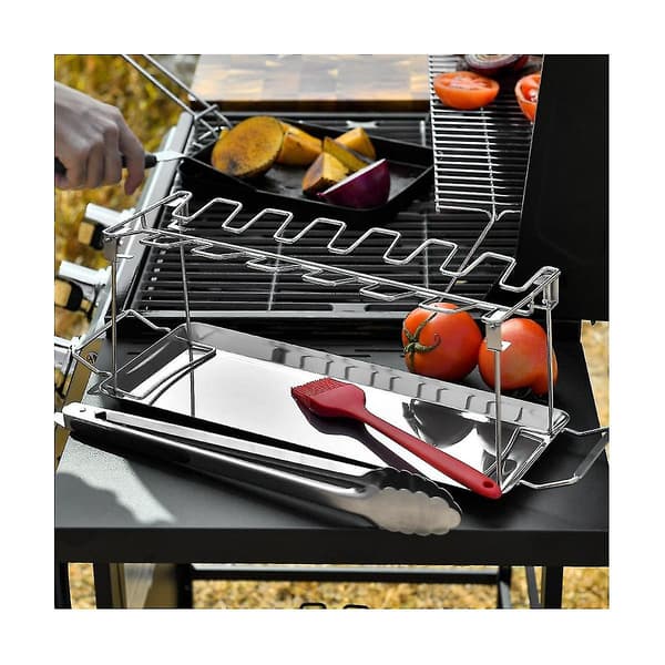 Grillstativ til kyllingelår og vinger, sammenklappeligt grillstativ, ovn, stegestativ, BBQ-stativ til kyllingelår