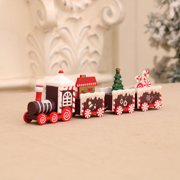 4 stk Julepynt Mini Tre Gingerbread Man Tog Julemann Figur Juleleke Express Tog Bordpynt