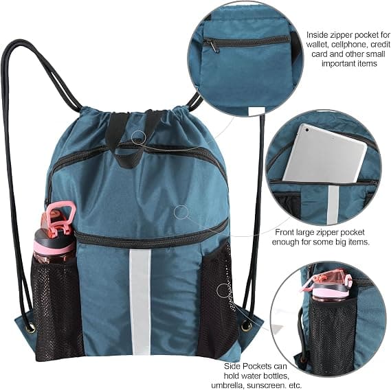 Large Gym Sport Backpack With Shoe Compartment For Travel Yoga Dance Light Blue