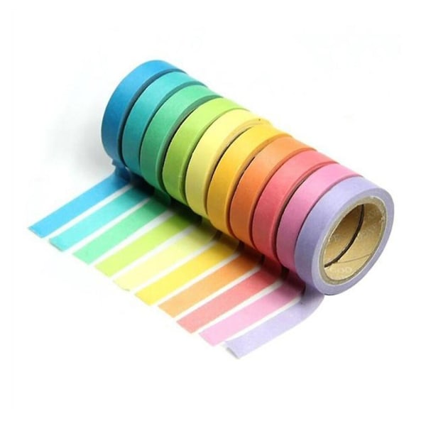 10 ruller farvet gaffatape Washi maskeringstape Rainbow Color Washi Tape Dekorativ Washi Tape Washi T