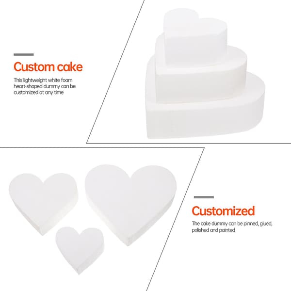 1 stk Bryllupskake Stativ Styrofoam Dummy Dummy Kake Øvelse Hjerte Styrofoam Kake Gull Kake Stativ Skum Kakeformer