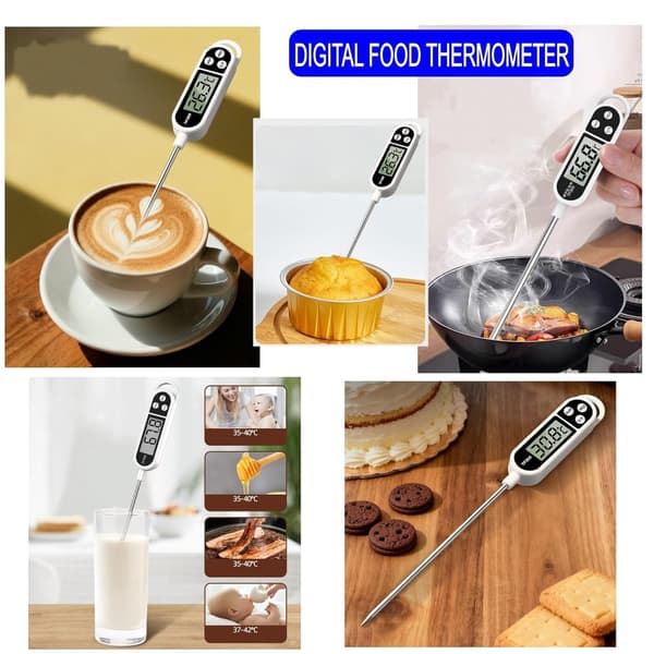 Digitalt kødtermometer til køkkenet, med rustfri stålsonde, vandtæt køkkentermometer til mad.