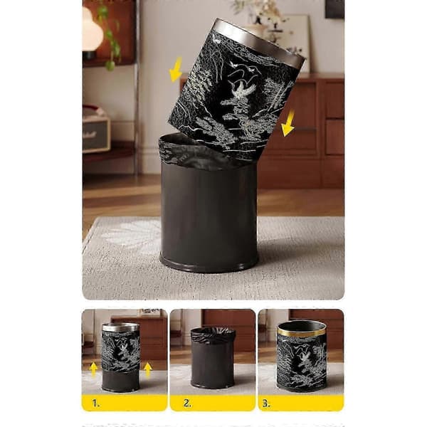 Round Trash Can Waste Basket Reusable Versatile Waste Bin for Kitchen Laundry Room Home Bedroom