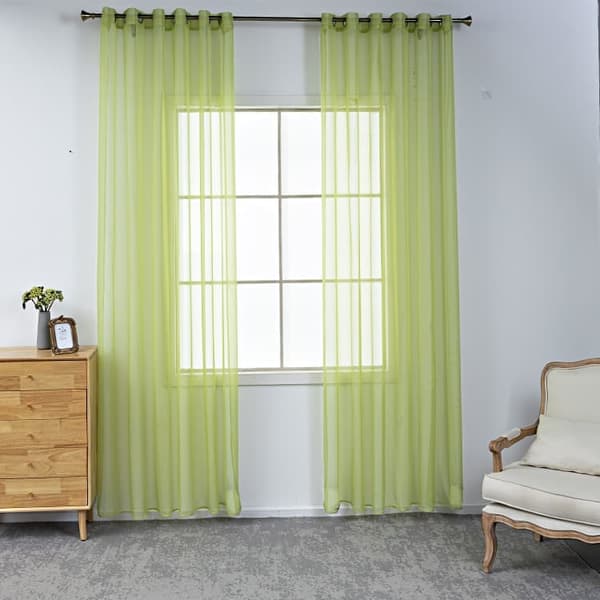 2-pack Transparenta Voilegardiner med Öljetter, 140x225 cm, för Vardagsrum och Sovrum - FA- Grön Grön