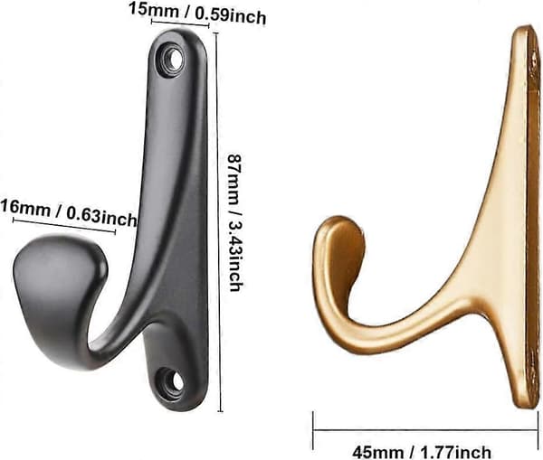 8 Modern Coat Hooks, Metal Coat Hooks with 16 Screws, Wall Hooks Clothes Hat Hooks, for Hanging Coat, Hat, Towel (Black)